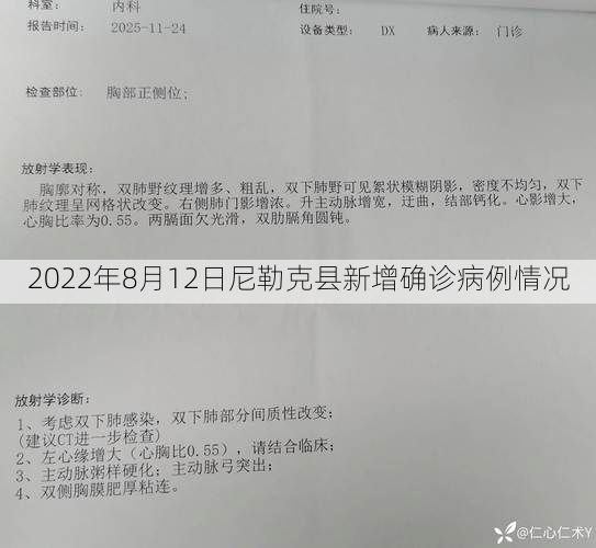 2022年8月12日尼勒克县新增确诊病例情况