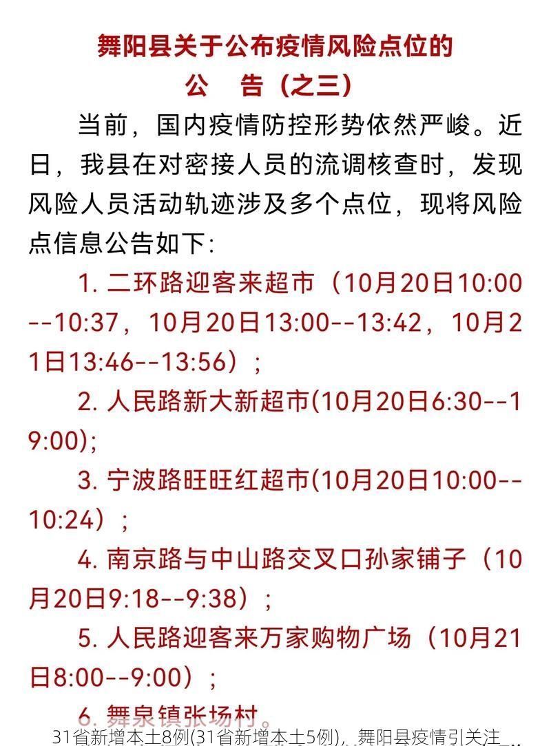 31省新增本土8例(31省新增本土5例),舞阳县疫情引关注
