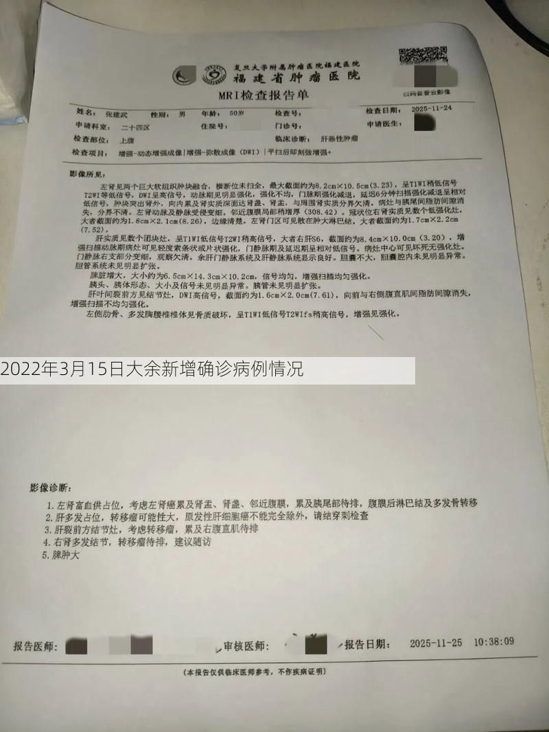 2022年3月15日大余新增确诊病例情况