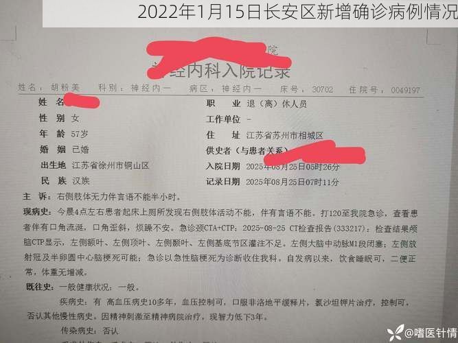 2022年1月15日长安区新增确诊病例情况