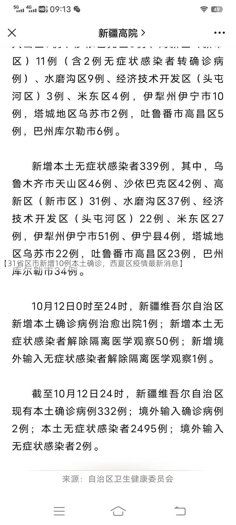 【31省区市新增10例本土确诊,西夏区疫情最新消息】