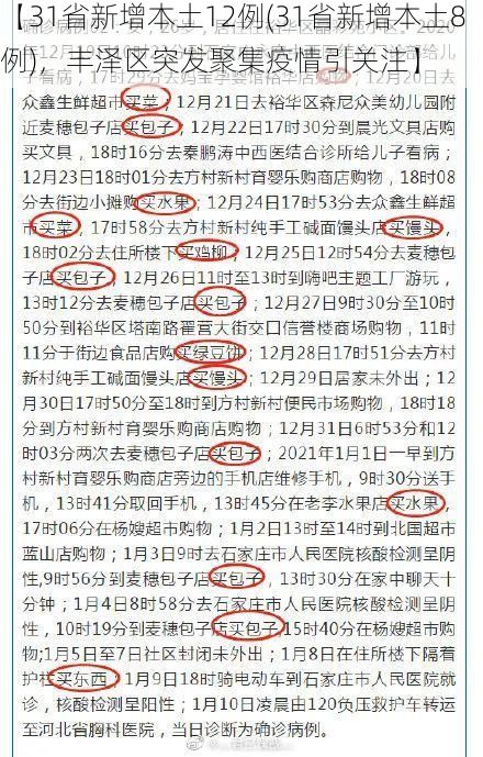 【31省新增本土12例(31省新增本土8例),丰泽区突发聚集疫情引关注】