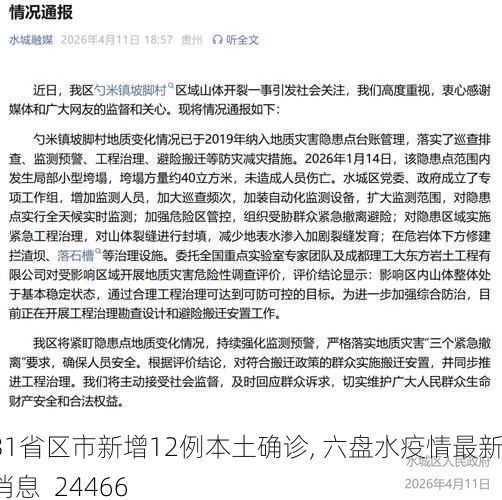 31省区市新增12例本土确诊, 六盘水疫情最新消息_24466