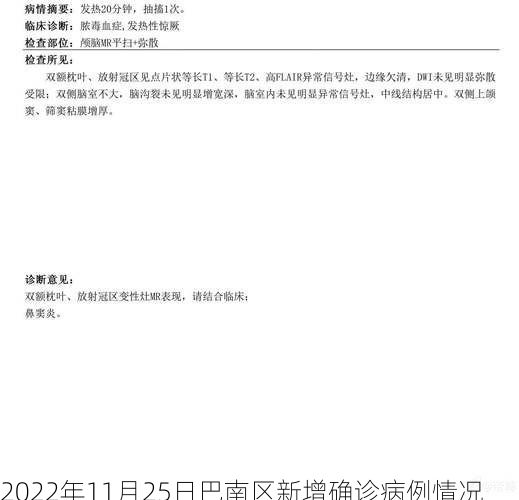 2022年11月25日巴南区新增确诊病例情况
