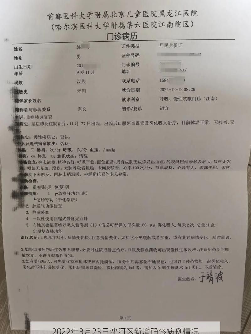 2022年3月23日沈河区新增确诊病例情况