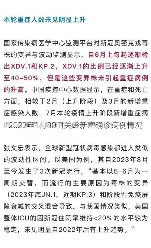 2022年1月30日关岭新增确诊病例情况