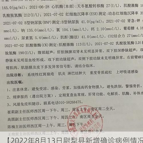 【2022年8月13日尉犁县新增确诊病例情况】