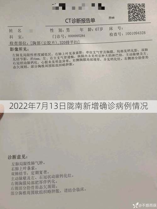 2022年7月13日陇南新增确诊病例情况