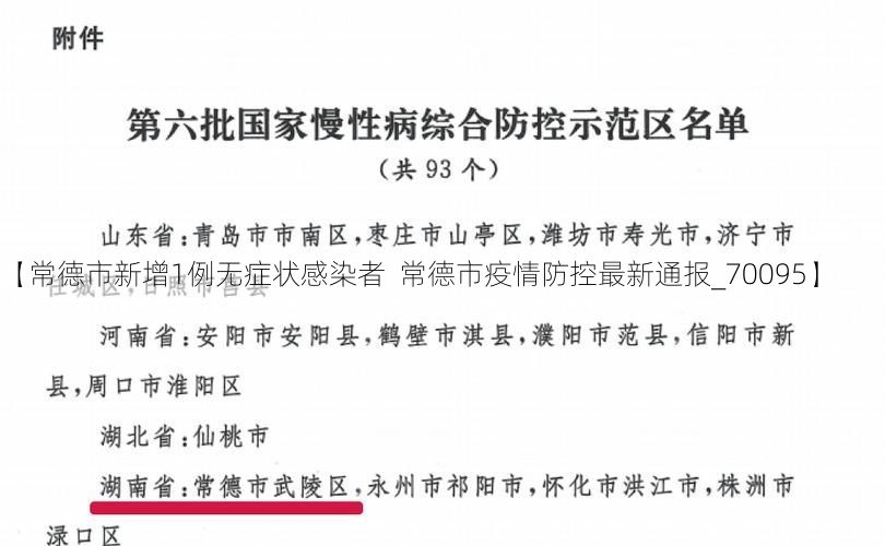 【常德市新增1例无症状感染者  常德市疫情防控最新通报_70095】